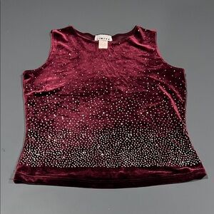 The Limited Burgundy Velvet Embellished Tank Top